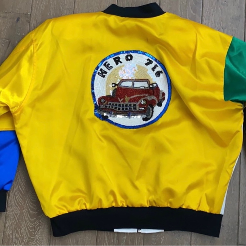Colorblock Racing Bomber Jacket - Multicolor - Picture 2 of 4